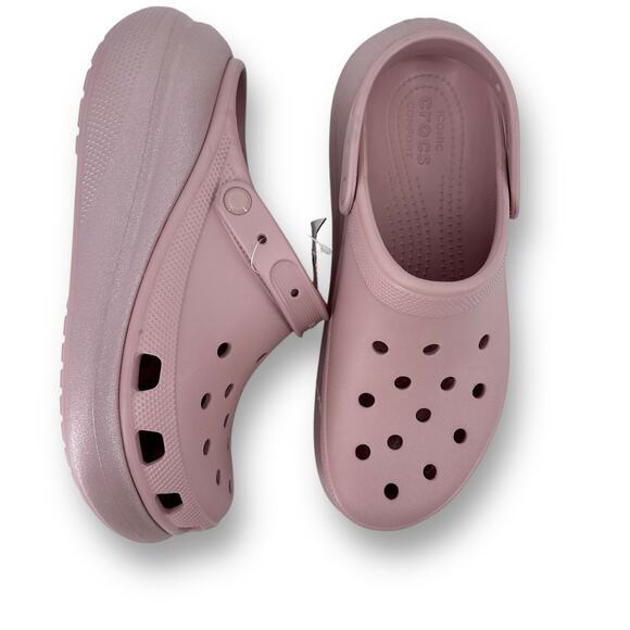 Crocs Classic Crush Shimmer Clogs Clay Pink Mens Size 12 Chunky Platform - Picture 1 of 6